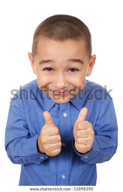 白い背景に微笑む 親指を立てる子ども の写真素材 今すぐ編集 5190
