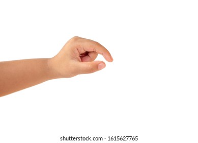 Kid Hand Hold On White Background, Clipping Path