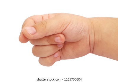 Kid Hand Holding Something On White Background