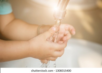 Kid Hand Open For Drinking Tap Water