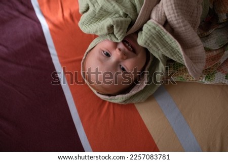 Similar – Image, Stock Photo The little boy are laying at the hammock and happy