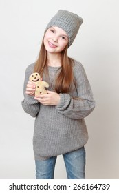 Kid Holding Gingerbread Man