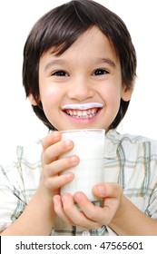 Kid With Milk And Yoghurt