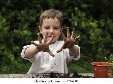 Kid Nature Mud Exploring Fun Concept