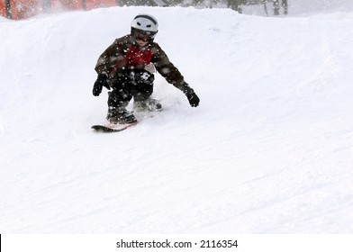 Kid On Snowboard