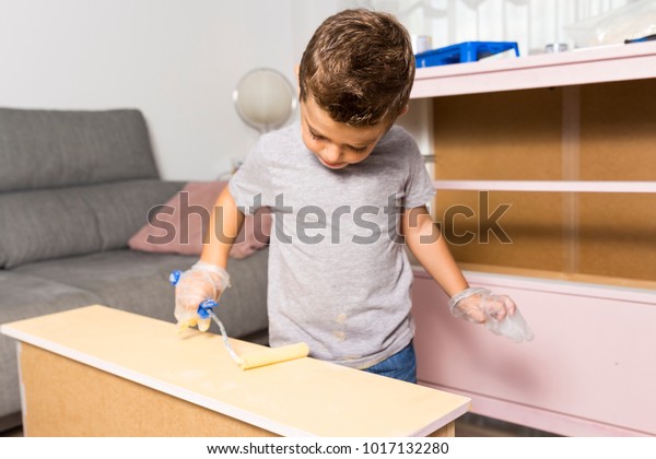Kid Painting Desk Diy Stock Image Download Now