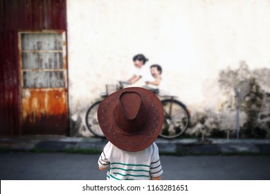 Kid At Penang Street Art, Mural In Penang Georgetown