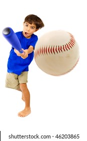 Kid playing baseball. Studio Shot