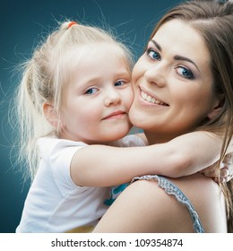 Kid Playing Isolated Portrait. Young Mother Girl.