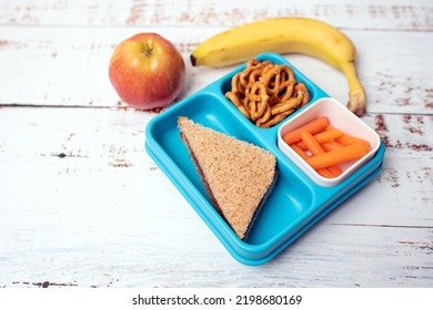 Kid School Lunch Bento Box Set, Healthy Food Options For Toddler And Young Kids. Finger Food Lunch Ideas For Kids.