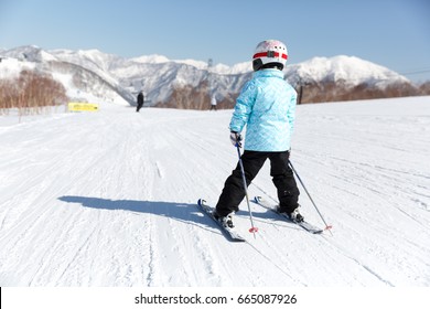 Kid Skiing In Japan (Naeba Ski Resort In Nagano).