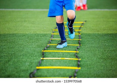 Kid Soccer Player Jogging Jump Between Stock Photo 1539970568 ...