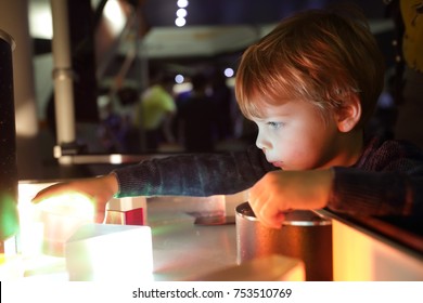 Kid Studying The Refraction Of Light In Lab