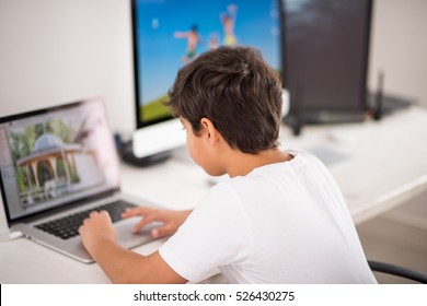 Kid Working On Computer