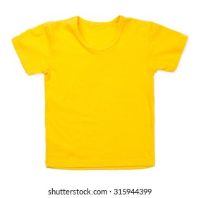 Kid Yellow Tshirt On White Background.