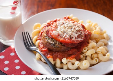 Kid-Friendly Italian Dinner - Breaded Chicken Patty, Pesto, Marinara, Pasta, Pepperoni, Cheese, Tomato