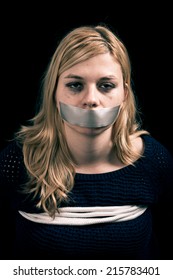 Kidnapped Woman Hostage Tape Over Mouth Stock Photo (Edit Now) 273920378