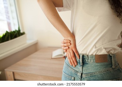 Kidney infection pyelonephritis urinary tract infection. Attractive woman feel backache spine pain because of UTI pyelonephritis disease - Shutterstock ID 2175553579