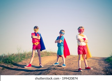 Kids Acting Like A Superhero Retro Vintage Instagram Filter