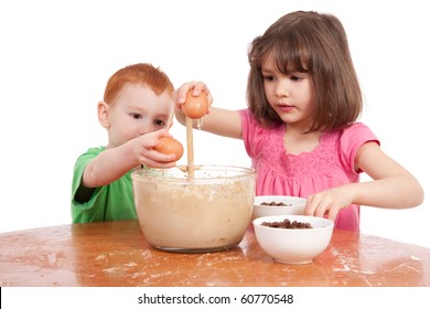 Kids baking chocolate chip cookies. Isolated on white. - Powered by Shutterstock