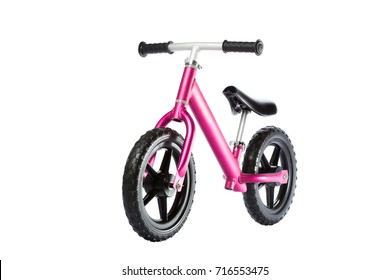 Kids Balance Bike On White Background. Front View