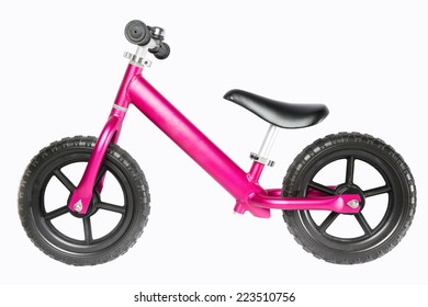 Kids Balance Bike Used To Learn To Balance. This Image Is Isolated On A White Background. 