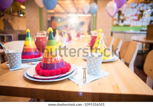 Kids Birthday Table Decoration Elegant Table Royalty Free Stock