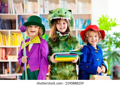 Kids in book character costume. School dress up party. English language and literature study for young children. Reading for primary school kid. Library event. Fun learning. - Powered by Shutterstock
