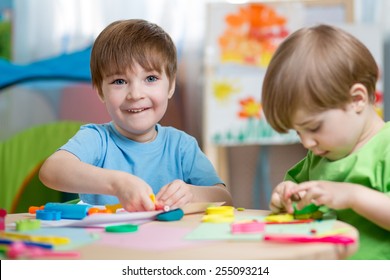 Kids Boys With Play Clay Toys At Home