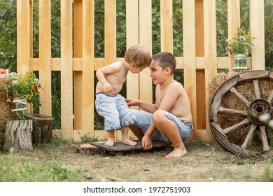 Kids Cannot Share Toys. Older Sibling Brother Not Giving His Toy To Younger Brother. Boys Fighting. Two Caucasian Preschool Children Hitting Each Other. Communication Problems. Kids Having Quarrel