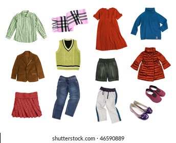 Kids Clothes Set Isolated On White