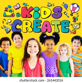 Kids Create Creativity Design Ideas Colorful Concept