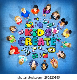 Kids Create Creativity Design Ideas Colorful Concept