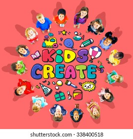 Kids Create Creativity Design Ideas Colorful Concept