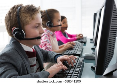 Kids as customer care executive working in the office - Powered by Shutterstock