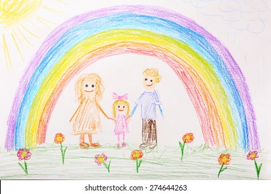 Kids Drawing On White Sheet Of Paper Background