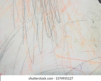 Kids Drawing On White Wall Background. Dirty 