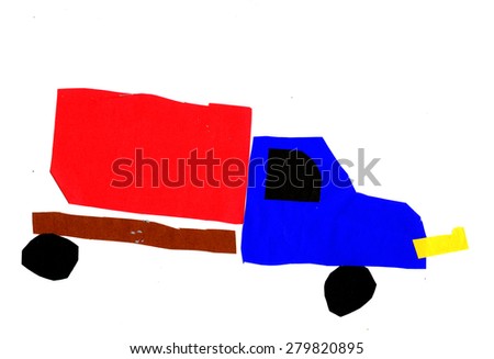 Kid's drawing - truck- made by child