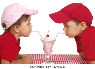 Kids Eating Ice Cream, Two And Three Years Old