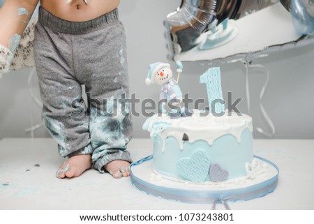 Kids Feet Near Cake Cute Little Stock Photo Edit Now 1073243801