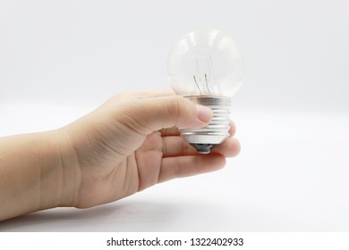 Kids Hand Holding Light Bulb Isolated Stock Photo 1322402933 