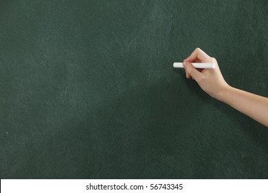 Kids Hand Holding A White Chalk About To Write