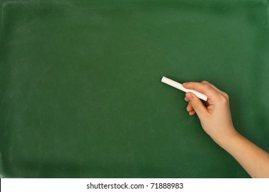 Kids Hand Holding A White Chalk About To Write