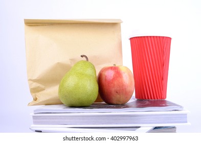 Kids Healthy Lunch Inside A Brown Paper Bag 