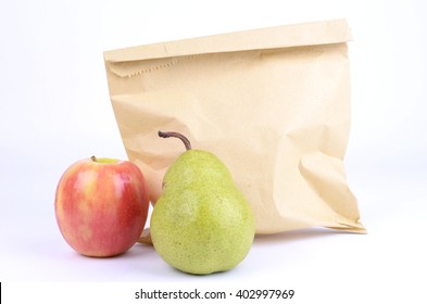 Kids Healthy Lunch Inside A Brown Paper Bag 