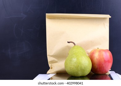 Kids Healthy Lunch Inside A Brown Paper Bag 