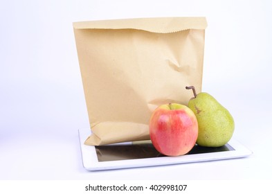 Kids Healthy Lunch Inside A Brown Paper Bag 