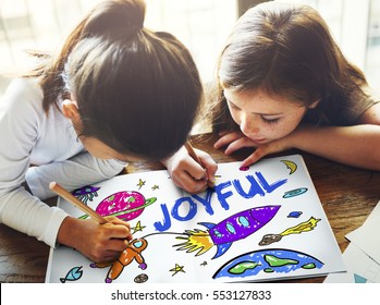 Kids Imagination Space Rocket Joyful Graphic Concept