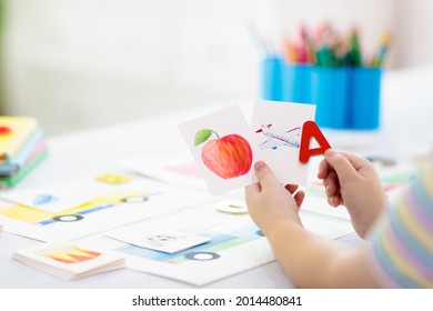 Kids learn to read. Colorful abc phonics flash cards for kindergarten and preschool children. Remote learning and homeschooling for young kid. Child reading sounds and letters. English lesson. - Shutterstock ID 2014480841