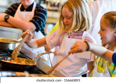 Kids Learning How To Cook In A Cooking Class.